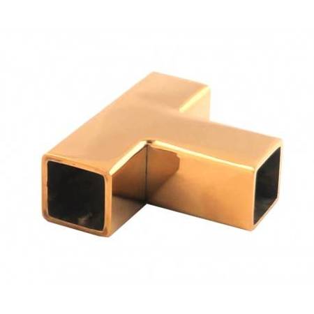 3-way Square 15  mm Shower Joint / Gold